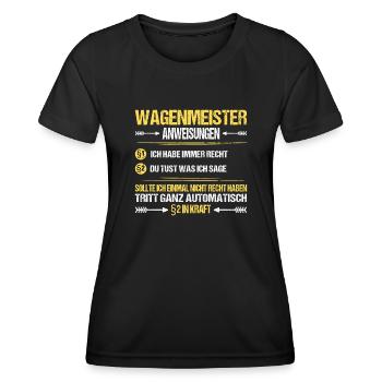 Wagenmeister Eisenbahn Hotel Spruch Lustig Witzig - Frauen Funktions-T-Shirt - Schwarz - Vorne - AI Model Female 172 light (172cm)