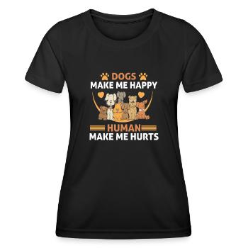 Hunde machen mich glücklich Menschen machen mich glücklich - Frauen Funktions-T-Shirt - Schwarz - Vorne - AI Model Female 172 light (172cm)