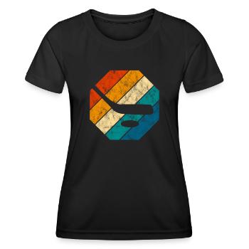 Ice Hockey Ice Hockey Retro Skates Puck Ice - Women's Functional T-Shirt - black - Front - AI Model Female 172 light (172cm)