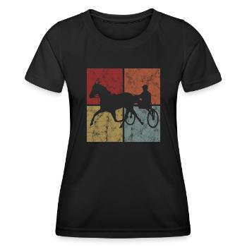 Cheval au trot Equine Trot Sport Courses hippiques - T-shirt sport Femme - noir - Devant - AI Model Female 172 light (172cm)