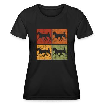 Trotteur trotter dans un style rétro ou vintage - T-shirt sport Femme - noir - Devant - AI Model Female 172 light (172cm)