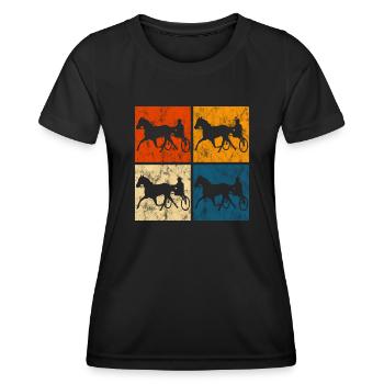 Trotteur trotter dans un style rétro ou vintage - T-shirt sport Femme - noir - Devant - AI Model Female 172 light (172cm)