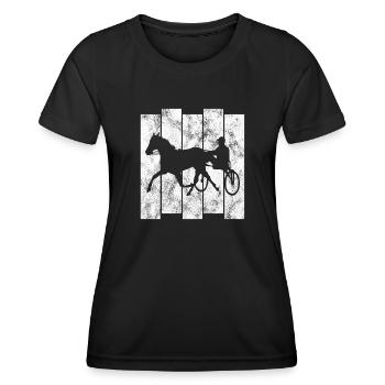 Trotteur trotter dans un style rétro ou vintage - T-shirt sport Femme - noir - Devant - AI Model Female 172 light (172cm)