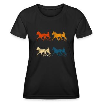 Trotter courses de trot dans un style rétro ou vintage - T-shirt sport Femme - noir - Devant - AI Model Female 172 light (172cm)