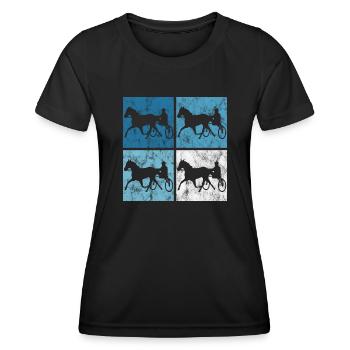 Trotter courses de trot dans un style rétro ou vintage - T-shirt sport Femme - noir - Devant - AI Model Female 172 light (172cm)