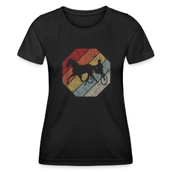 Trotter trotter course de trot dans un style rétro ou vintage - T-shirt sport Femme - noir - Devant - AI Model Female 172 light (172cm)