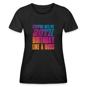 20e anniversaire 20 ans devis cadeau - T-shirt sport Femme - noir - Devant - AI Model Female 172 light (172cm)