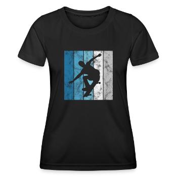 Skateboarder Skateboard Skater Skate Skateing - T-shirt sport Femme - noir - Devant - AI Model Female 172 light (172cm)