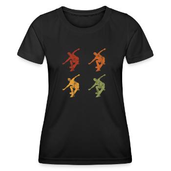 Skateboarder Skateboard Skater Skate Skateing - T-shirt sport Femme - noir - Devant - AI Model Female 172 light (172cm)