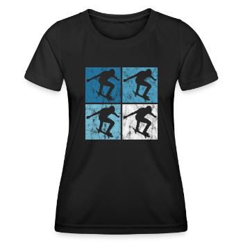 Skateboarder Skateboard Skater Skate Skateing - T-shirt sport Femme - noir - Devant - AI Model Female 172 light (172cm)
