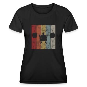 Musculation Bodybuilder GYM Fitnessstudio Retro - T-shirt sport Femme - noir - Devant - AI Model Female 172 light (172cm)