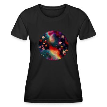 Universum Galaxy Sterne - Frauen Funktions-T-Shirt - Schwarz - Vorne - AI Model Female 172 light (172cm)