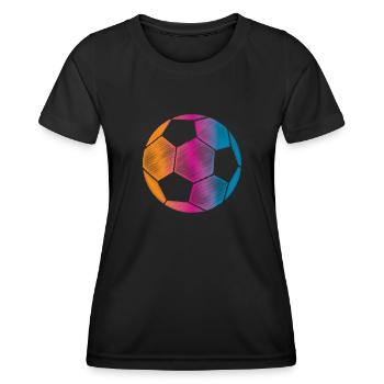 Bunter Fussball - Frauen Funktions-T-Shirt - Schwarz - Vorne - AI Model Female 172 light (172cm)