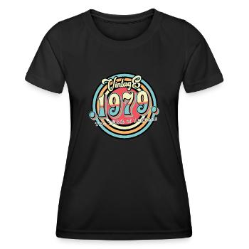 Millésime 1979 - T-shirt sport Femme - noir - Devant - AI Model Female 172 light (172cm)