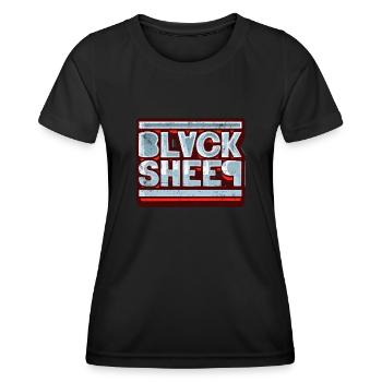 Black Sheep Rétro - T-shirt sport Femme - noir - Devant - AI Model Female 172 light (172cm)