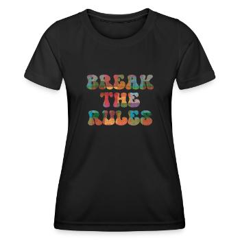 Break the Rules Retro - Frauen Funktions-T-Shirt - Schwarz - Vorne - AI Model Female 172 light (172cm)