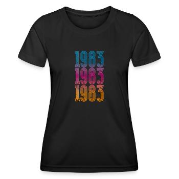 Millésime 1983 - T-shirt sport Femme - noir - Devant - AI Model Female 172 light (172cm)