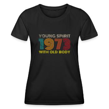 Millésime 1973 - T-shirt sport Femme - noir - Devant - AI Model Female 172 light (172cm)