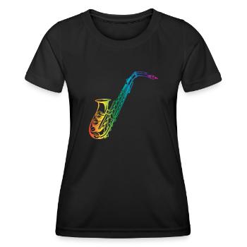 Saxofon Saxophonist Geschenk - Frauen Funktions-T-Shirt - Schwarz - Vorne - AI Model Female 172 light (172cm)