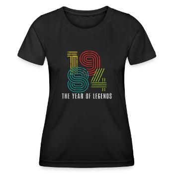 1984 Rétro de l’année de naissance - T-shirt sport Femme - noir - Devant - AI Model Female 172 light (172cm)