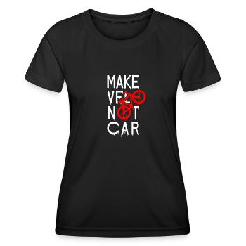 MAKE VÉLO NOT CAR ! (cyclisme) - T-shirt sport Femme - noir - Devant - AI Model Female 172 light (172cm)