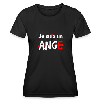 JE SUIS UN ANGE ! - T-shirt sport Femme - noir - Devant - AI Model Female 172 light (172cm)