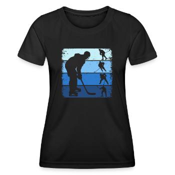 Eishockey Retro Hockey Eishockeyspieler - Frauen Funktions-T-Shirt - Schwarz - Vorne - AI Model Female 172 light (172cm)