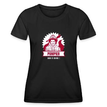POMPIER, DUR À CUIRE ! - T-shirt sport Femme - noir - Devant - AI Model Female 172 light (172cm)