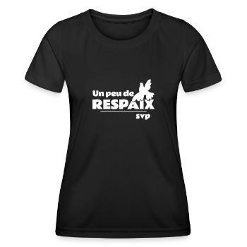 UN PEU DE RESPAIX SVP ! (PAIX, GUERRE) - T-shirt sport Femme - noir - Devant - AI Model Female 172 light (172cm)