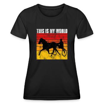 Ceci est mon World Trotting Races Retro - T-shirt sport Femme - noir - Devant - AI Model Female 172 light (172cm)