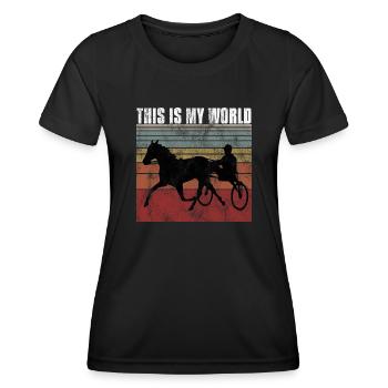 Ceci est mon World Trotting Races Retro - T-shirt sport Femme - noir - Devant - AI Model Female 172 light (172cm)