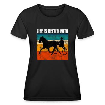 La vie est meilleure avec Harness Racing Trotting Trot - T-shirt sport Femme - noir - Devant - AI Model Female 172 light (172cm)