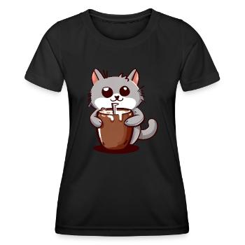 Chat de cacao - T-shirt sport Femme - noir - Devant - AI Model Female 172 light (172cm)