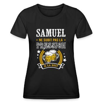 Samuel bière samuel cadeau Samuel fêtes - T-shirt sport Femme - noir - Devant - AI Model Female 172 light (172cm)