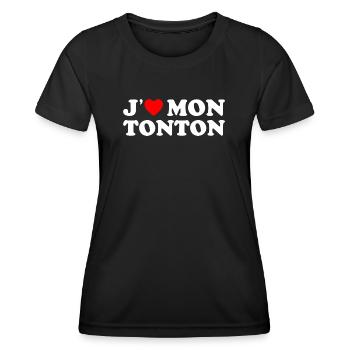 J'aime Mon Tonton Cadeau Oncle Coeur Rouge - T-shirt sport Femme - noir - Devant - AI Model Female 172 light (172cm)