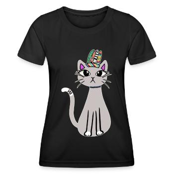 Chamane Chat Chaton Chaman Chat Enfants - T-shirt sport Femme - noir - Devant - AI Model Female 172 light (172cm)