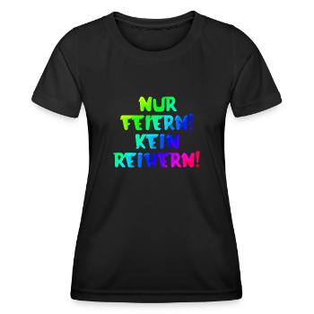 Nur Feiern kein Reihern | Spruch | Party | Feiern - Frauen Funktions-T-Shirt - Schwarz - Vorne - AI Model Female 172 light (172cm)
