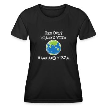 The only planet with Wi-Fi and pizza - Women's Functional T-Shirt - black - Front - AI Model Female 172 light (172cm)