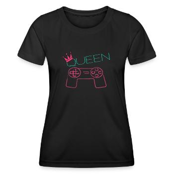 Gaming Queen - Frauen Funktions-T-Shirt - Schwarz - Vorne - AI Model Female 172 light (172cm)