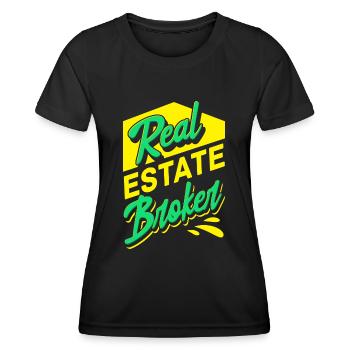 Agent immobilier Agent immobilier Courtier immobilier - T-shirt sport Femme - noir - Devant - AI Model Female 172 light (172cm)