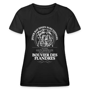 BOUVIER DES FLANDRES Schutzengel Wilsigns Geschenk - Frauen Funktions-T-Shirt - Schwarz - Vorne - AI Model Female 172 light (172cm)