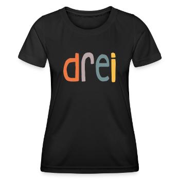 Dritter Geburtstag ich bin 3 Jahre Retro Design - Frauen Funktions-T-Shirt - Schwarz - Vorne - AI Model Female 172 light (172cm)