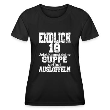 Endlich 18 18.Geburtstag Geschenk Junge Mädchen - Frauen Funktions-T-Shirt - Schwarz - Vorne - AI Model Female 172 light (172cm)
