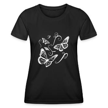 Butterfly Tatoo Gift Girlfriend Flowers Tendril - Women's Functional T-Shirt - black - Front - AI Model Female 172 light (172cm)