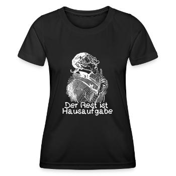 Der Rest ist Hausaufgabe | Busch Lehrer Lämpel - Frauen Funktions-T-Shirt - Schwarz - Vorne - AI Model Female 172 light (172cm)