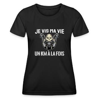 je vis ma vie un km à la fois - T-shirt sport Femme - noir - Devant - AI Model Female 172 light (172cm)