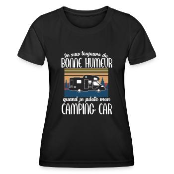 Toujours de bonne humeur camping humour retraite - T-shirt sport Femme - noir - Devant - AI Model Female 172 light (172cm)