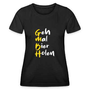 Geh mal Bier holen - Trinkshirt - Frauen Funktions-T-Shirt - Schwarz - Vorne - AI Model Female 172 light (172cm)
