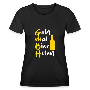 Geh mal Bier holen - Trinkshirt Bierflaschenmotiv - Frauen Funktions-T-Shirt - Schwarz - Vorne - AI Model Female 172 light (172cm)
