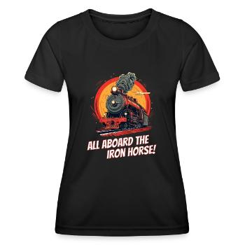 Tous à bord de l’Iron Horse - T-shirt sport Femme - noir - Devant - AI Model Female 172 light (172cm)